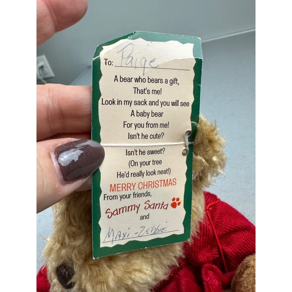 Avon Vintage Russ Berrie Sammy Santa Teddy Bear Christmas Plush Sits 9